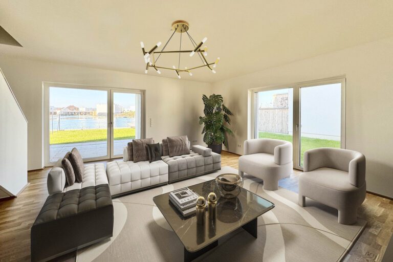 Doppelhaus Wellenklang am See: Ihr idyllisches Refugium am Sonnenweiher in Grafenwörth, Niederösterreich, nahe Wien – ein perfekter Ort, um die Ruhe der Natur und das sanfte Rauschen des Wassers zu genießen.